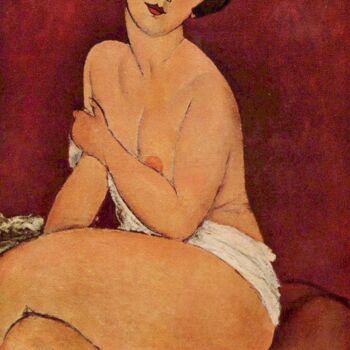 Nue assise sur un divan
