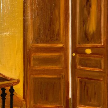 Peinture intitulée "Porte ouverte" par Marie France Garrigues, Œuvre d'art originale, Huile Monté sur Châssis en bois