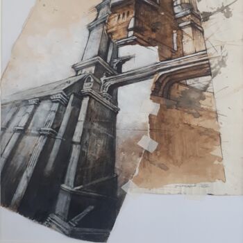 Pintura intitulada "Architecture Imagin…" por Claude Duvauchelle, Obras de arte originais, Acrílico Montado em Cartão
