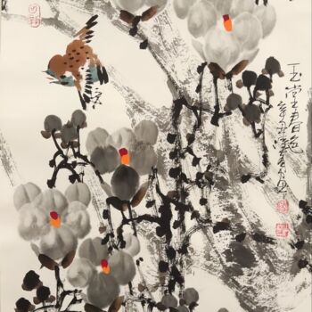 Painting titled "Fragrance of Magnol…" by Dayou Lu, Original Artwork, Pigments