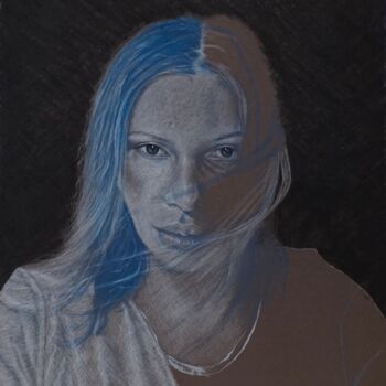 Zeichnungen mit dem Titel "Maria "wild thing"" von Stan Bert Singer, Original-Kunstwerk, Kreide