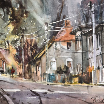Painting titled "Walim" by Pawel Gladkow, Original Artwork, Watercolor