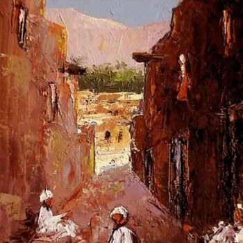 Peinture intitulée "Ruelle au sud 2" par M'Hamed Saci, Œuvre d'art originale