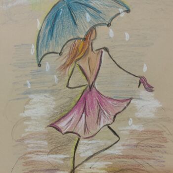 Painting titled "Дождь ." by Karina Muliar, Original Artwork, Pencil