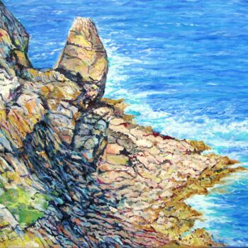 Painting titled "Les roches vives (P…" by Claude Evrard, Original Artwork, Acrylic Mounted on Wood Stretcher frame