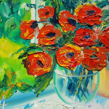 Peinture intitulée "Bouquet of poppies" par Ivelina Hrytsylo, Œuvre d'art originale, Huile