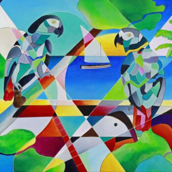 Painting titled "gris du gabon en di…" by Isabelle Guillet Bouloc (ZiB), Original Artwork, Acrylic Mounted on Wood Stretcher…