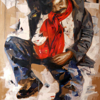 Painting titled "Ailleurs est meille…" by Nathalie Lemaitre, Original Artwork, Oil Mounted on Wood Stretcher frame