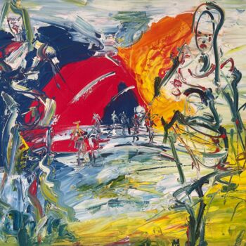 Peinture intitulée "Farmers on the Podi…" par Bob Usoroh, Œuvre d'art originale, Acrylique