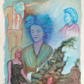 Malerei mit dem Titel "A dream in Freud's…" von Luís Bastos, Original-Kunstwerk, Pastell