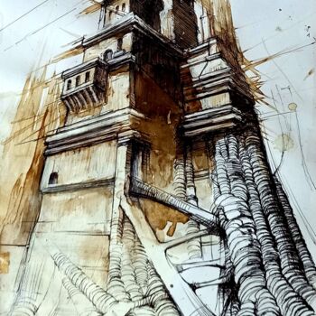 Σχέδιο με τίτλο "Architecture végéta…" από Claude Duvauchelle, Αυθεντικά έργα τέχνης, Μαρκαδόρος