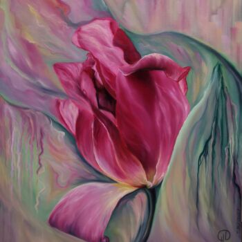 Pintura titulada "Rainbow Tulip" por Natalie Demina, Obra de arte original, Oleo Montado en Bastidor de camilla de madera