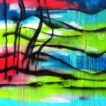 Peinture intitulée "Dreamland" par Tiny De Bruin, Œuvre d'art originale, Acrylique Monté sur Panneau de bois