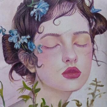 「Portrait Femme」というタイトルの絵画 Djamel Baoualiによって, オリジナルのアートワーク, オイル