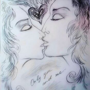 Dessin intitulée "Only you and me" par Karolina Ingo (Karolina Navi -Ingo), Œuvre d'art originale, Crayon