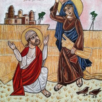 Peinture intitulée "Ruth et Boaz" par Laure Barlet, Œuvre d'art originale, Huile