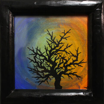 Malerei mit dem Titel "Silhouette d’arbre…" von Jonathan Pradillon, Original-Kunstwerk, Acryl Auf Keilrahmen aus Holz montie…