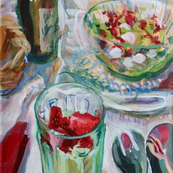 Peinture intitulée "French breakfast" par Yulia Ayko, Œuvre d'art originale, Tempera