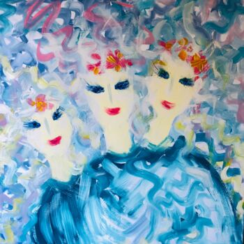Painting titled "Angels watch" by Liubov Kondratovich, Original Artwork, Acrylic