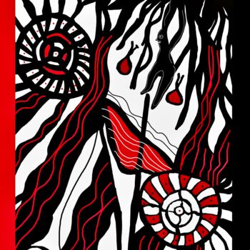 Digital Arts με τίτλο "RED WHEEL INDIEN" από Solune, Αυθεντικά έργα τέχνης, Ψηφιακή ζωγραφική