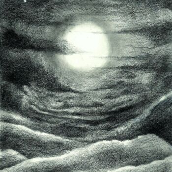 Drawing titled "NIGHT MOONLIGHT NAT…" by Eduardo Bustos Segovia, Original Artwork, Graphite Mounted on Cardboard