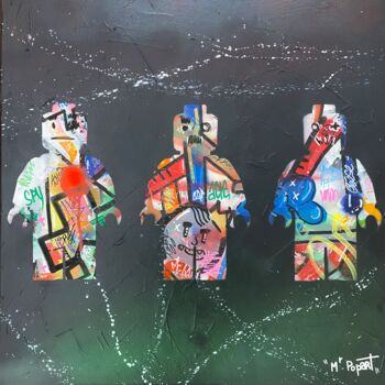 Painting titled "Lego Street" by Mr Popart, Original Artwork, Acrylic Mounted on Wood Stretcher frame