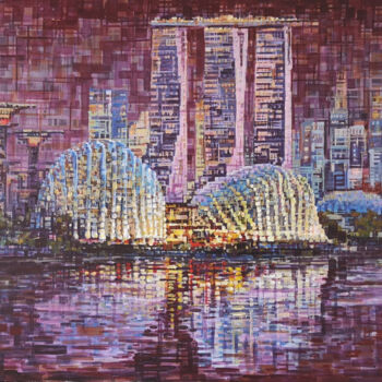 Peinture intitulée "Gardens By The Bay…" par Chunlei Zhang, Œuvre d'art originale, Huile Monté sur Châssis en bois