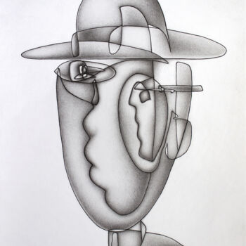 Drawing titled "Mysterious Stranger" by Nikolay Starostenko, Original Artwork, Graphite