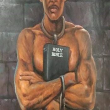 Schilderij getiteld "Slavery is inhumane" door Oriental Empyrean - The Art Gallery, Origineel Kunstwerk, Olie