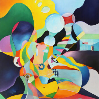 Painting titled "l'inconscient fémin…" by Isabelle Guillet Bouloc (ZiB), Original Artwork, Oil Mounted on Wood Stretcher fra…