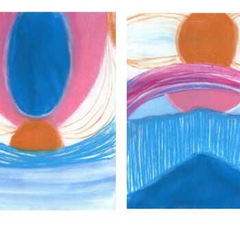 Painting titled "Blushing Ultramarin…" by Janel Bragg, Original Artwork, Pastel