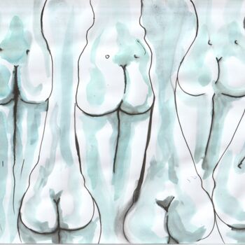 Drawing titled "L'ile du Levant" by Edith Bos Boyer (EDITH DONC), Original Artwork, Ink