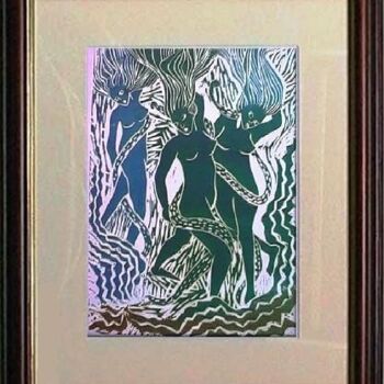 Εκτυπώσεις & Χαρακτικά με τίτλο "08_Figuras" από Maria Lucia Pacheco, Αυθεντικά έργα τέχνης, Ξυλογραφία
