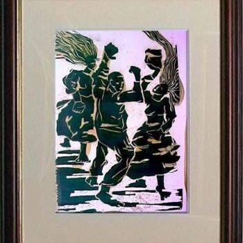 Impressões e gravuras intitulada "15_A dança 2" por Maria Lucia Pacheco, Obras de arte originais, Xilogravura