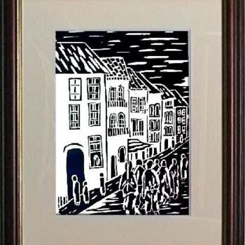 Impressões e gravuras intitulada "26_A banda" por Maria Lucia Pacheco, Obras de arte originais, Xilogravura