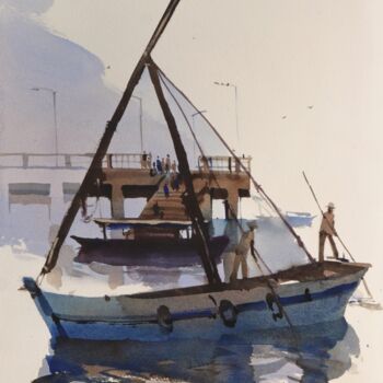 Schilderij getiteld "Float onto water, S…" door Prashant Prabhu, Origineel Kunstwerk, Aquarel