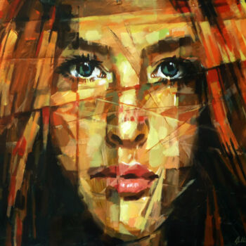 Malerei mit dem Titel "REDHEAD" von Aleksandr Ilichev, Original-Kunstwerk, Acryl