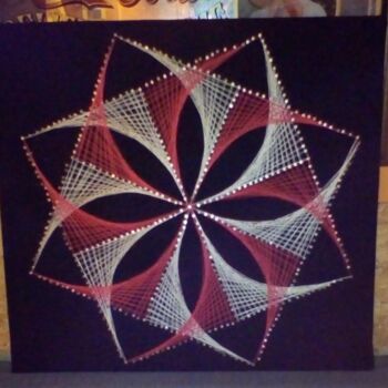Textile Art titled "mandala rosso" by Anna Belmonte, Original Artwork, String Art