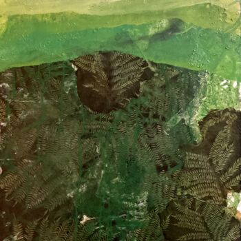 Collages titled "Grüne Hölle II" by Peter Lang, Original Artwork, Acrylic