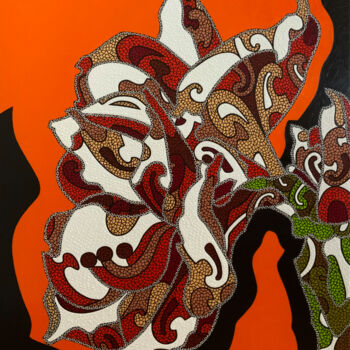 Schilderij getiteld "Blume" door Olena Linse, Origineel Kunstwerk, Olie Gemonteerd op Frame voor houten brancard