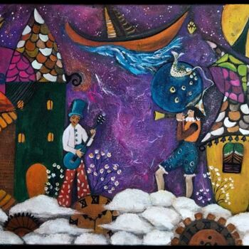 Pittura intitolato "Bulutların ötesinde" da Ülkü İSpirli, Opera d'arte originale, Acrilico