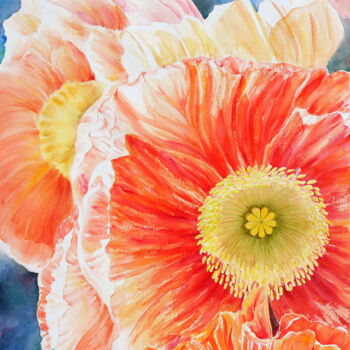 Painting titled "Bursting - Eclatant" by Tiny Pochi, Original Artwork, Watercolor