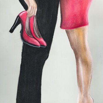 Dibujo titulada "Romantic couple dat…" por Elena Polak, Obra de arte original, Pastel