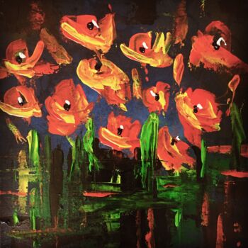 Peinture intitulée "Flowers powers" par Mdamepomme, Œuvre d'art originale, Acrylique