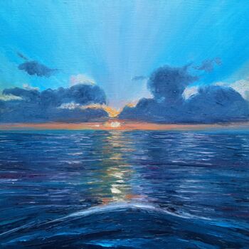 Картина под названием "Sunset №2" - Elena Petrova, Подлинное произведение искусства, Масло