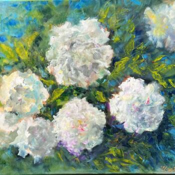绘画 标题为“White peonies 1” 由Alexandra Laskina, 原创艺术品, 油