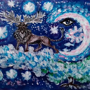 Pintura titulada "King Cat.  Werewolf…" por Karolina Ingo (Karolina Navi -Ingo), Obra de arte original, Acrílico