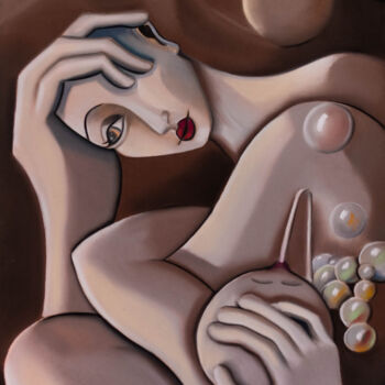Dessin intitulée "L'ennui" par Muriel Cachoulet, Œuvre d'art originale, Pastel