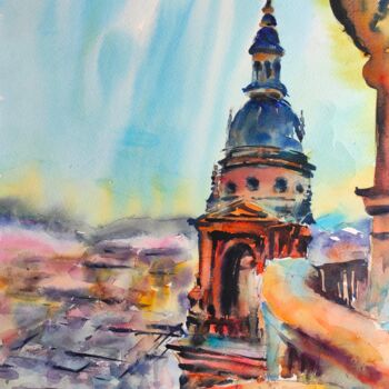 Peinture intitulée "St Stephen's Basili…" par Ibolya Taligas, Œuvre d'art originale, Aquarelle