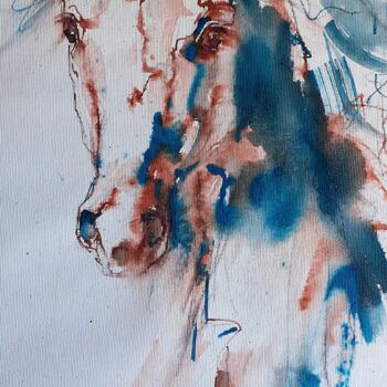Peinture intitulée "Blue Arabian horse" par Eva Gohier, Œuvre d'art originale, Acrylique